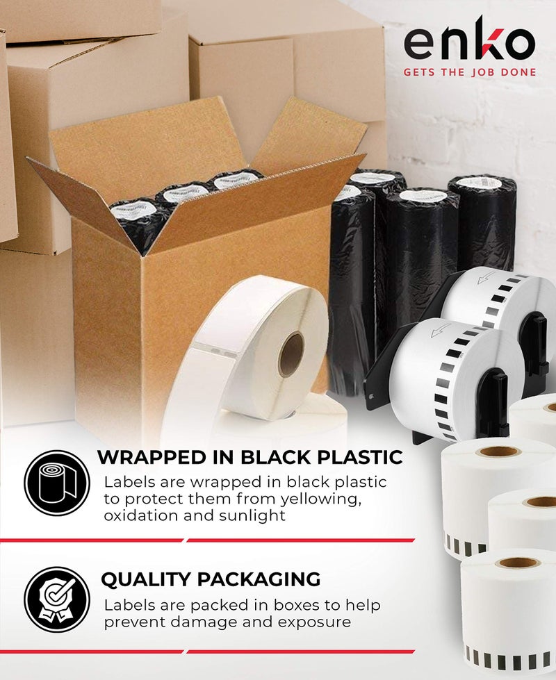 enKo Products enKo - Compatible DK-2243 Continuous Paper Labels (4 Inch x 100 Feet) Compatible for Brother QL Label Printers - 6 Rolls + 2 Refillable Cartridges - Image 5